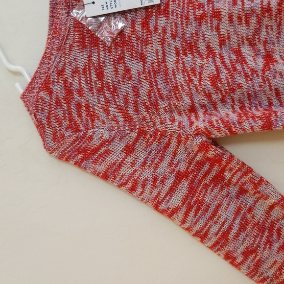 NWT Apt 9 Red White Marbled Metallic Knit Sweater - Size S - Picture 2 of 8